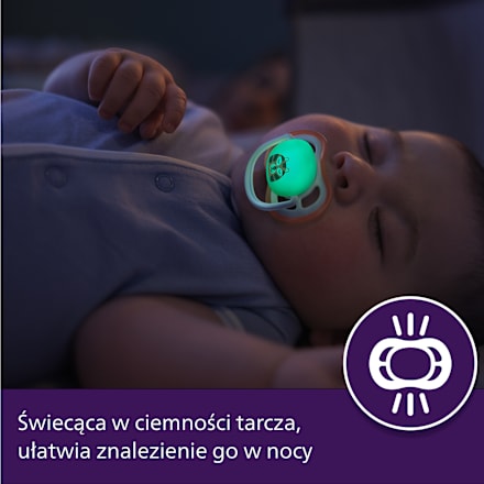 Smoczek uspokajający Ultra Air Nighttime 0-6m, chłopiec, świecący w ciemności PHILIPS AVENT