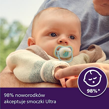 Smoczek uspokajający Ultra Air Nighttime 0-6m, chłopiec, świecący w ciemności PHILIPS AVENT