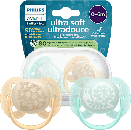 Smoczek uspokajający Ultra Soft 0-6m, neutral PHILIPS AVENT