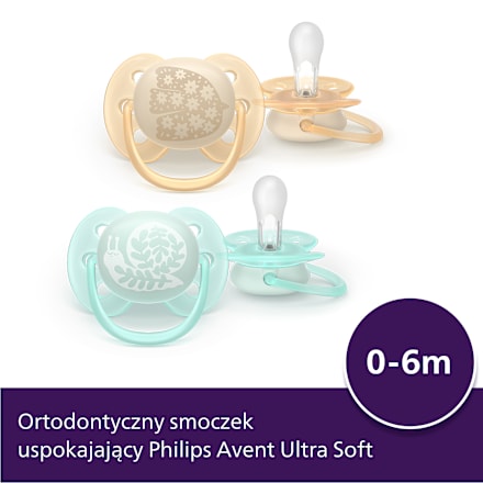 Smoczek uspokajający Ultra Soft 0-6m, neutral PHILIPS AVENT