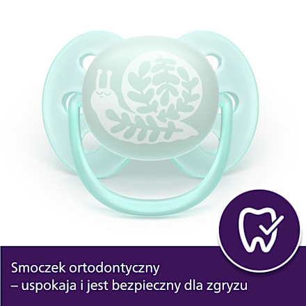 Smoczek uspokajający Ultra Soft 0-6m, neutral PHILIPS AVENT