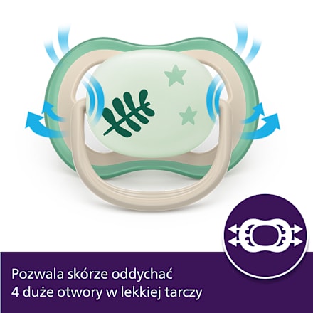Smoczek uspokajający Ultra Air Nighttime 6-18m, neutral, świecący w ciemności PHILIPS AVENT