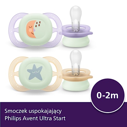 Smoczek uspokajający Ultra Start Nighttime 0-2m, świecący w ciemności, ortodontyczny, dziewczynka PHILIPS AVENT