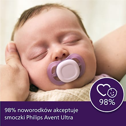 Smoczek uspokajający Ultra Start Nighttime 0-2m, świecący w ciemności, ortodontyczny, dziewczynka PHILIPS AVENT