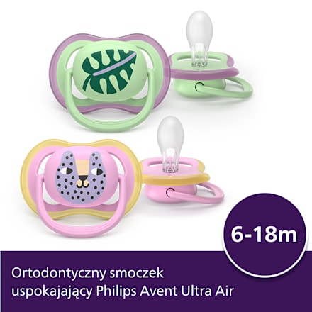 Smoczek uspokajający Ultra Air 6-18m, dziewczynka PHILIPS AVENT