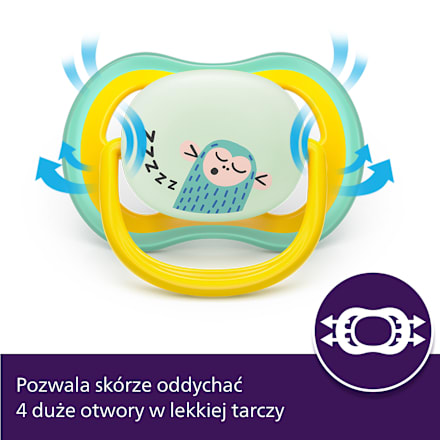Smoczek uspokajający Ultra Air Nighttime 18m+, chłopiec, świecący w ciemności PHILIPS AVENT