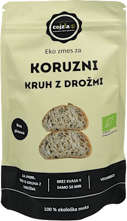 Eko zmes za koruzni kruh z drožmi, brez glutena cojzla