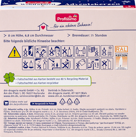 adventní svíčky plisované, růžová/bílá Profissimo