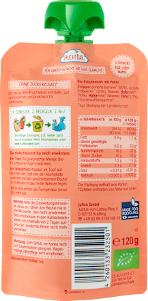 Quetschie Früchtebrei Hafer, Erdbeer & Banane ab dem 6.Monat FruchtBar