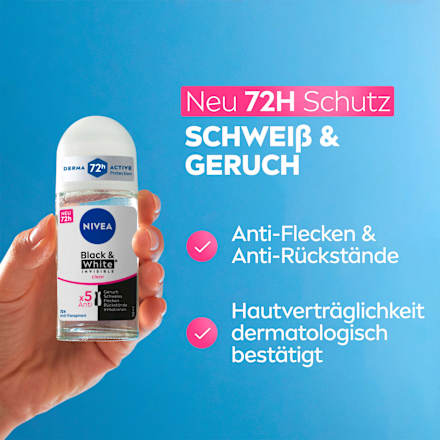 Antitranspirant Deo Roll-on Black & White Invisible Clear NIVEA
