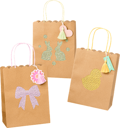 Geschenktasche Küken/Hase/Schmetterling, midi, mit Anhänger Profissimo