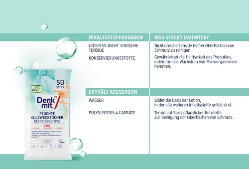 Univerzálne vlhčené utierky Ultra Sensitive Denkmit
