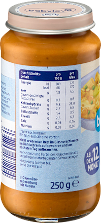 Zapiekanka z jarzyn i makaronu bez dodatku soli z olejem rzepakowym Bio, od 12. miesiąca babylove