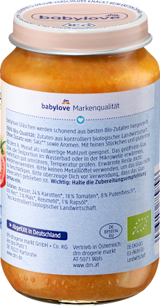 Menü Gemüseallerlei mit Reis & Pute ab dem 8. Monat babylove