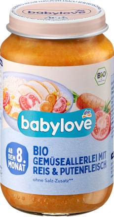 Menü Gemüseallerlei mit Reis & Pute ab dem 8. Monat babylove