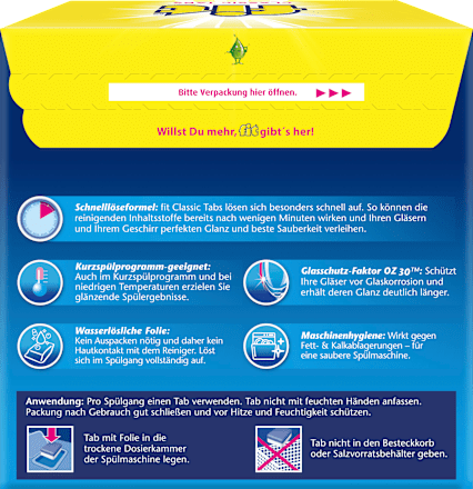 Spülmaschinen-Tabs Classic Maxi-Sparpack fit