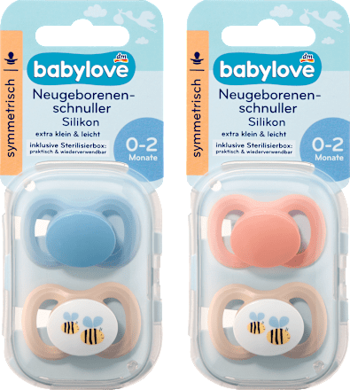 Nyugtató cumi, szimmetrikus, újszülötteknek 0-2 hónap, sterilizálódobozzal babylove