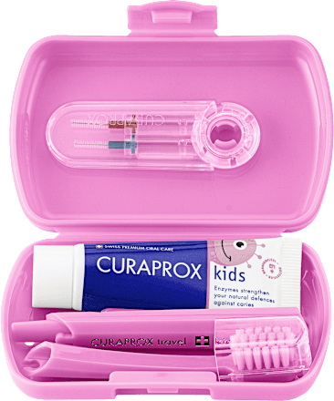 Potovalni set za otroke Kids – roza CURAPROX