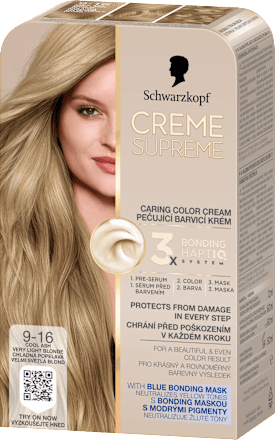 barva na vlasy Creme Supreme 9-16 Chladná popelavá velmi světlá blond Schwarzkopf CREME SUPREME
