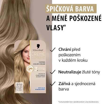 barva na vlasy Creme Supreme 9-16 Chladná popelavá velmi světlá blond Schwarzkopf CREME SUPREME