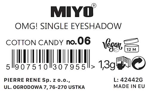 Cień do powiek OMG! Check Me Up Highly Pigmented Matte Eyeshadow 06 Cotton Candy Miyo