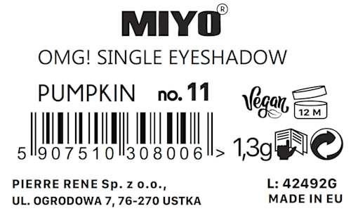 Cień do powiek OMG! Check Me Up Highly Pigmented Matte Eyeshadow 11 Pumpkin Miyo