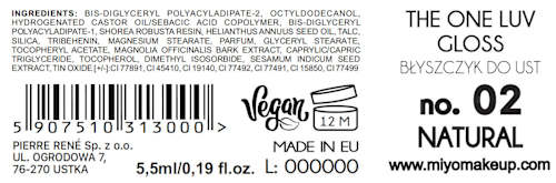 Błyszczyk do ust The One Luv Gloss 02 Natural Miyo