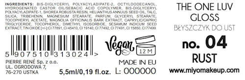 Błyszczyk do ust The One Luv Gloss 04 Rust Miyo