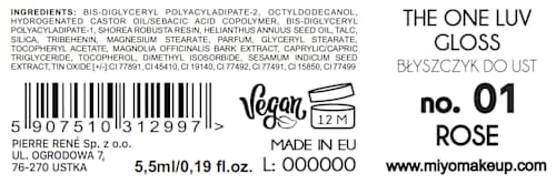 Błyszczyk do ust The One Luv Gloss 01 Rose Miyo