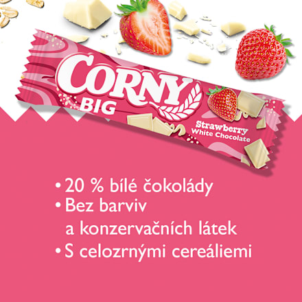 Big tyčinka s příchutí jahoda a bílá čokoláda Corny