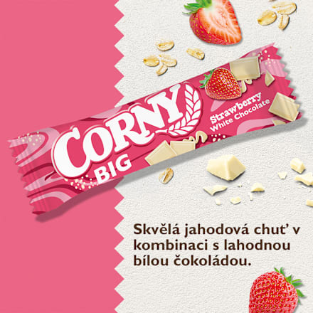 Big tyčinka s příchutí jahoda a bílá čokoláda Corny