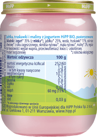 Truskawki i maliny z jogurtem BIO HiPP