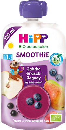 Smoothie Jabłka-Gruszki-Jagody BIO, po 1. roku HiPP