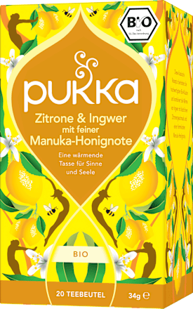 Kräutertee Zitrone & Ingwer mit Manuka-Honignote (20 Beutel) pukka