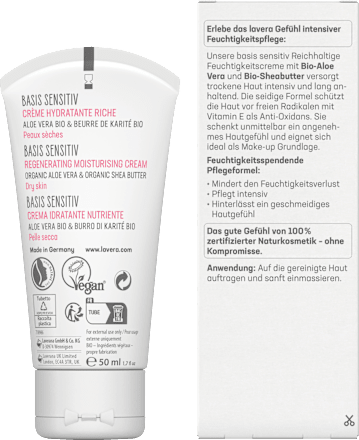 Gesichtscreme Basis Sensitiv Reichhaltige Feuchtigkeit lavera NATURKOSMETIK