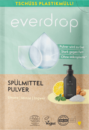 Spülmittel Pulver Limone, Minze und Ingwer everdrop