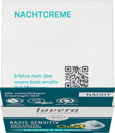 Anti Falten Nachtcreme Q10 Basis Sensitiv lavera NATURKOSMETIK
