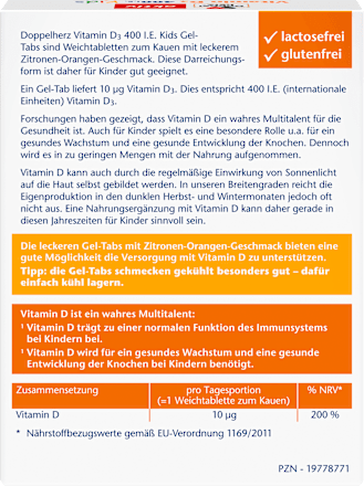 Vitamin D3 400 I.E. Kids Gel-Tabs 27 St Doppelherz