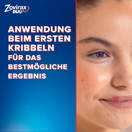 Zovirax Duo Creme bei Lippenherpes. 5 % Aciclovir, 1 % Hydrocortison Tube Zovirax