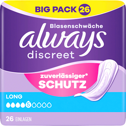 discreet Einlagen Inkontinenz 5 Long Big Pack always