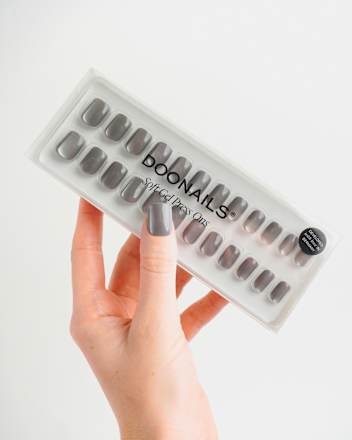 Künstliche Nägel Press Ons Short Square Glass Grey Doonails