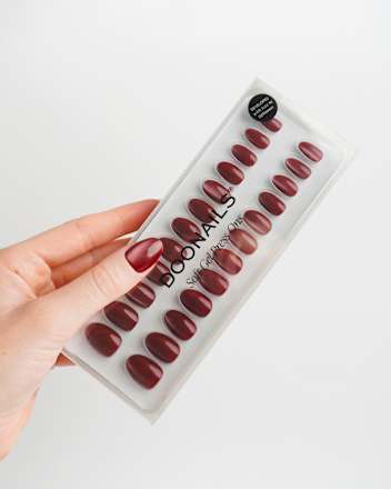 Künstliche Nägel Press Ons Short Round Glass Burgundy Doonails