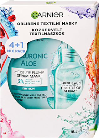 Súprava textilných pleťových masiek mix 4 + 1 ks GARNIER
