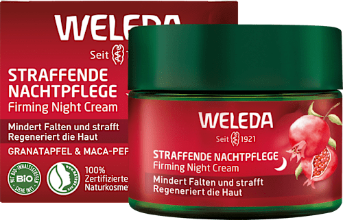 Bőrfeszesítő nappali arckrém gránátalmával és maca peptidekkel WELEDA