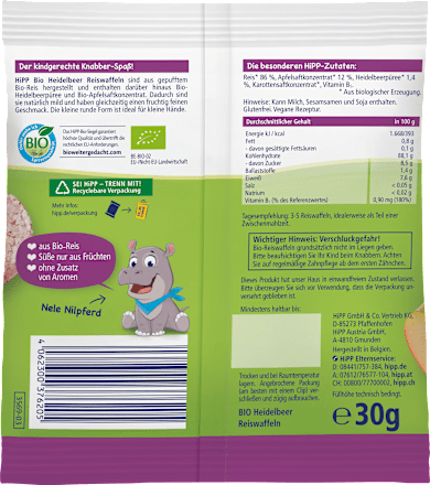 Babysnack Heidelbeer Reiswaffeln, ab dem 8. Monat HiPP