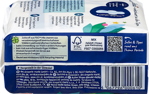 Éjszakai szárnyas egészségügyi betét Active Shape Jessa