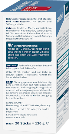 Elektrolyte Plus Sticks 20 St sanotact