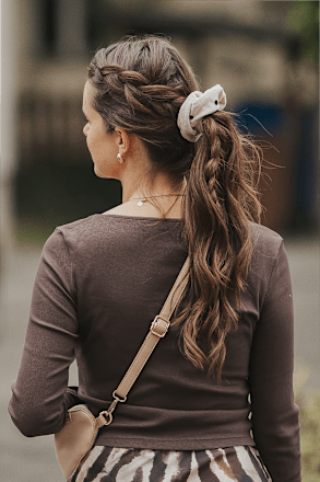 Scrunchies Polka Dots, Beige-Schwarz Langhaarmädchen