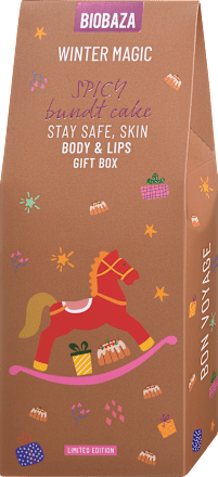 Darilni set za ustnice in telo Winter Magic Spicy Bundt Cake Biobaza