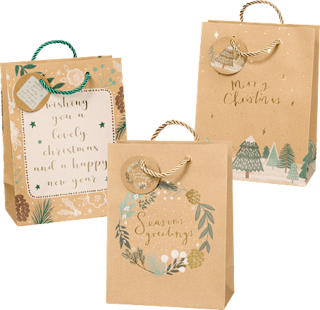 Geschenktaschen, Merry Christmas/Kranz/Text, NK veredelt, midi, hoch Profissimo